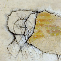 1997, Mother is a Hedgehog Fish, mixed media on paper